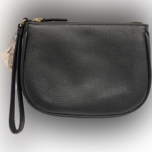 Talbots Black 100% Leather Zippered Wristlet NWT